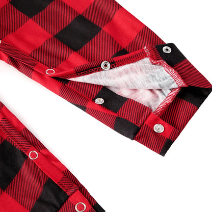 Christmas Family Pajamas Plaid Print Mother Father Kids Matching Full Sleeve, Button Shirt, Child's Set or Gown