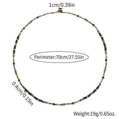 Retro Boho African Stone Necklace Hippie Long Beaded Necklace Tribal Jewelry