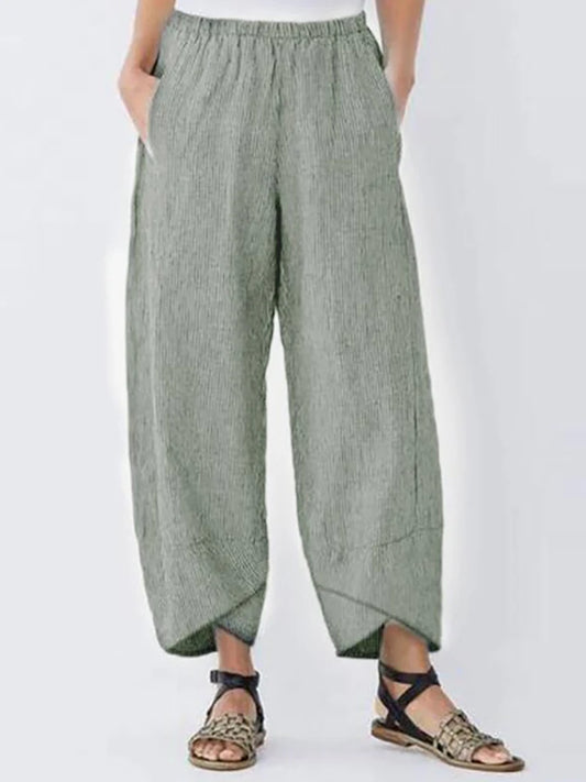 18 Solid and Patterned Cotton Linen Harem Pants, Wide Leg Trousers with Pockets
