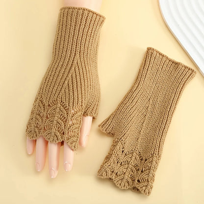 Autumn and Winter short fishnet knit gloves, fashionable.