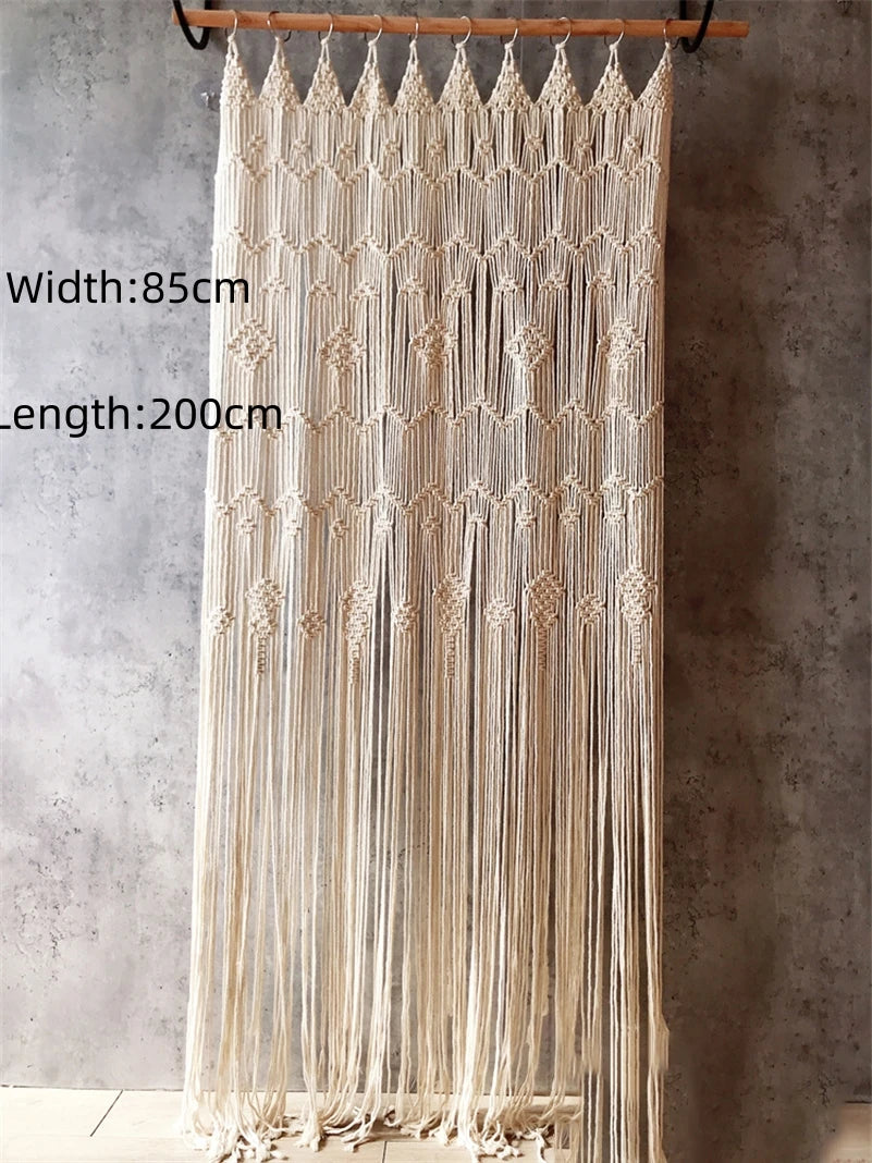Hand-woven Macrame Cotton Tapestry Curtain, Wall Hanging Art Tapestry, Boho Decoration, Bohemian Wedding Backdrop Tapestry