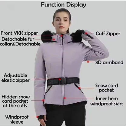 Warm Windproof Hooded Ski Jacket in 8 colors, including Black and White Houndstooth. Ski Pants Sold Separately