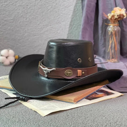 Faux Leather Western Cowboy Hats For Men and Women
