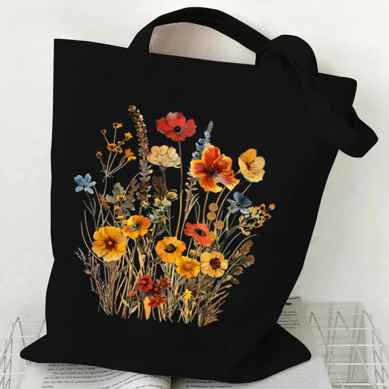 Artistic Watercolor Floral Pattern Canvas Shoulder Tote Bag . PERFECT TO USE AS A GIFT BAG INSTEAD OF PAPER