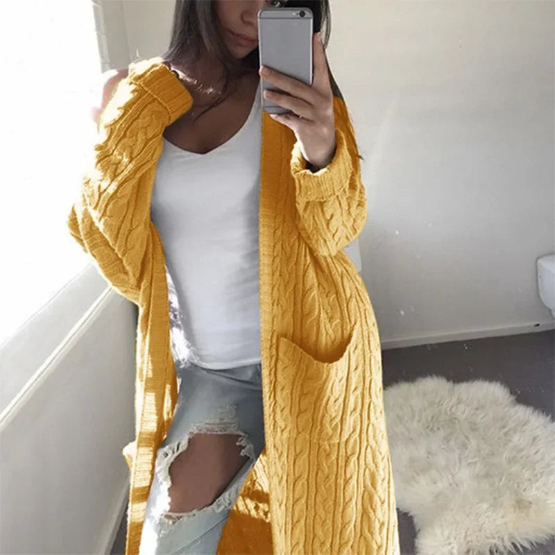 Grey, Pink, Yellow, and White Long Thick Cotton Cardigans