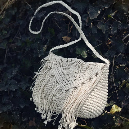 Cotton Woven Crossbody Bags  Small Tassel Handbag Messenger Bags