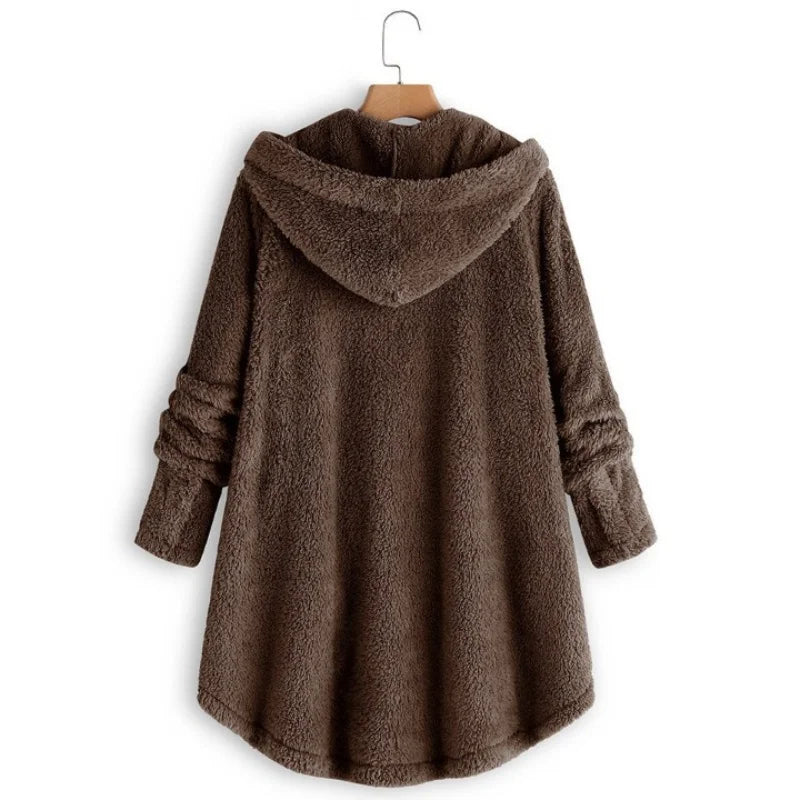 Winter Button Coat, Loose, Hooded, Plush Coat in 6 Colors