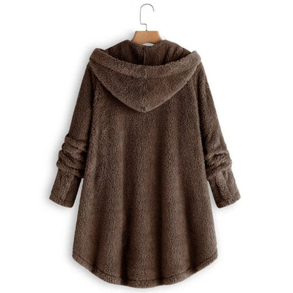 Winter Button Coat, Loose, Hooded, Plush Coat in 6 Colors