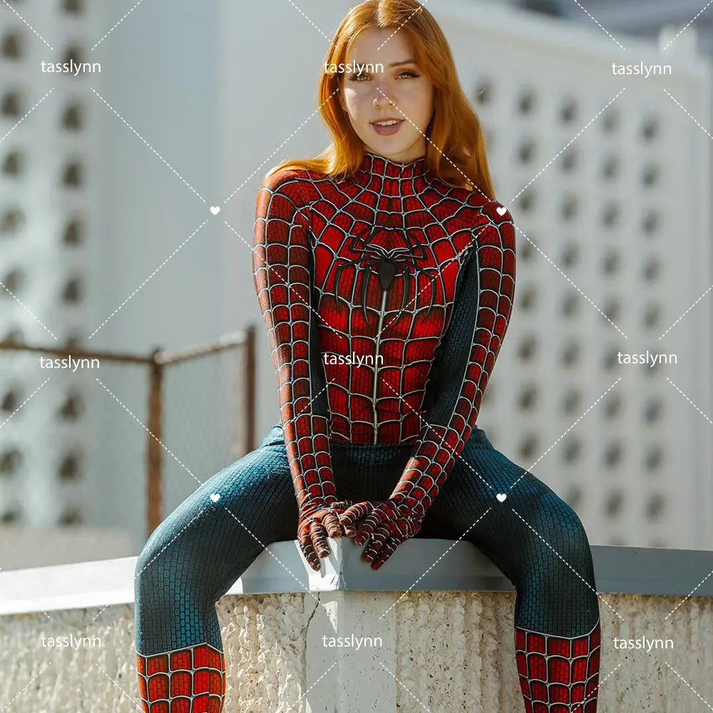 Sizes to 3XL--Spandex Spiderwoman Suit