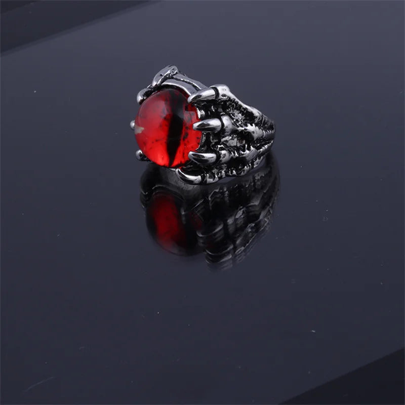 Retro Gothic Unisex Punk Rings, Evil Eye in Dragon Claw. 5 colors