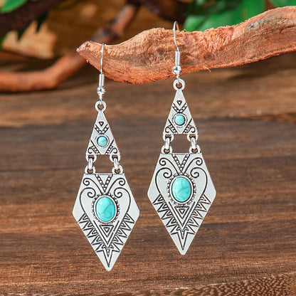 Vintage Tibetan Silver Geometric Turquoise Drop Dangle Earrings. 34 Variations