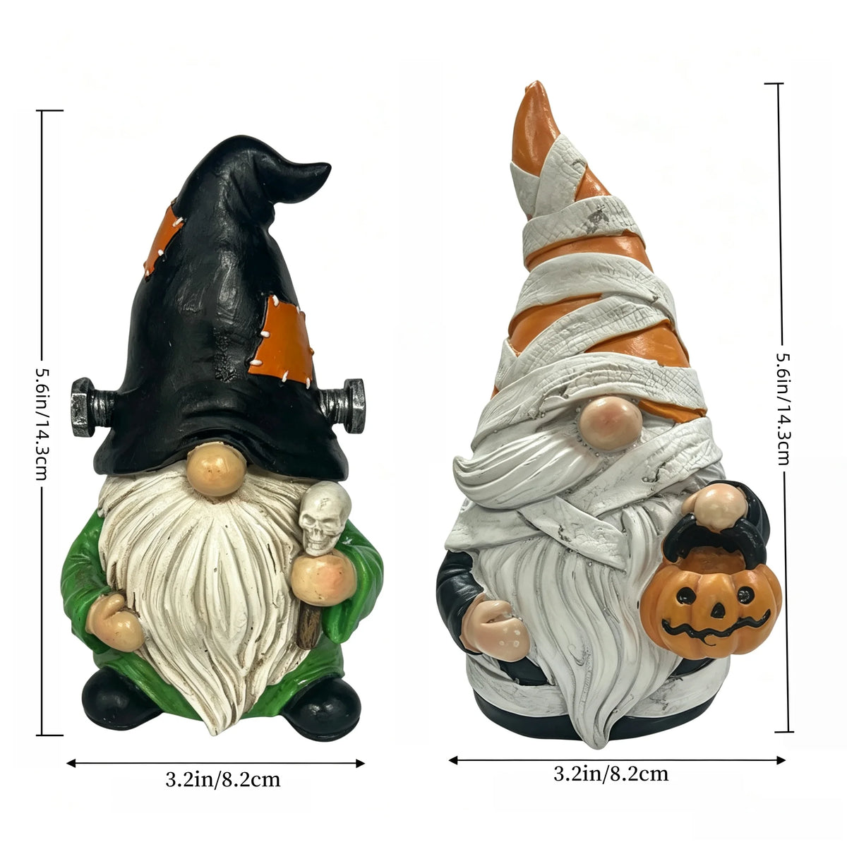 Halloween Gnome Decorations Set, Spooky Ghost Frankenstein Mummy Resin Garden Gnomes, Cute Fall Outdoor Yard Decor, Tabletop Orn