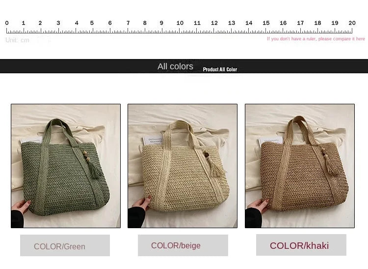 Retro Large Capacity Straw Tote Bag