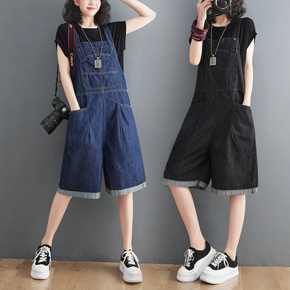 Jean Short Jumpsuits Long , Loose Shorts  Baggy Bibbed Overalls Pants
