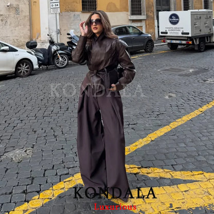 Casual Chic Wide Leg, Deeply Pleated Pants with Pockets