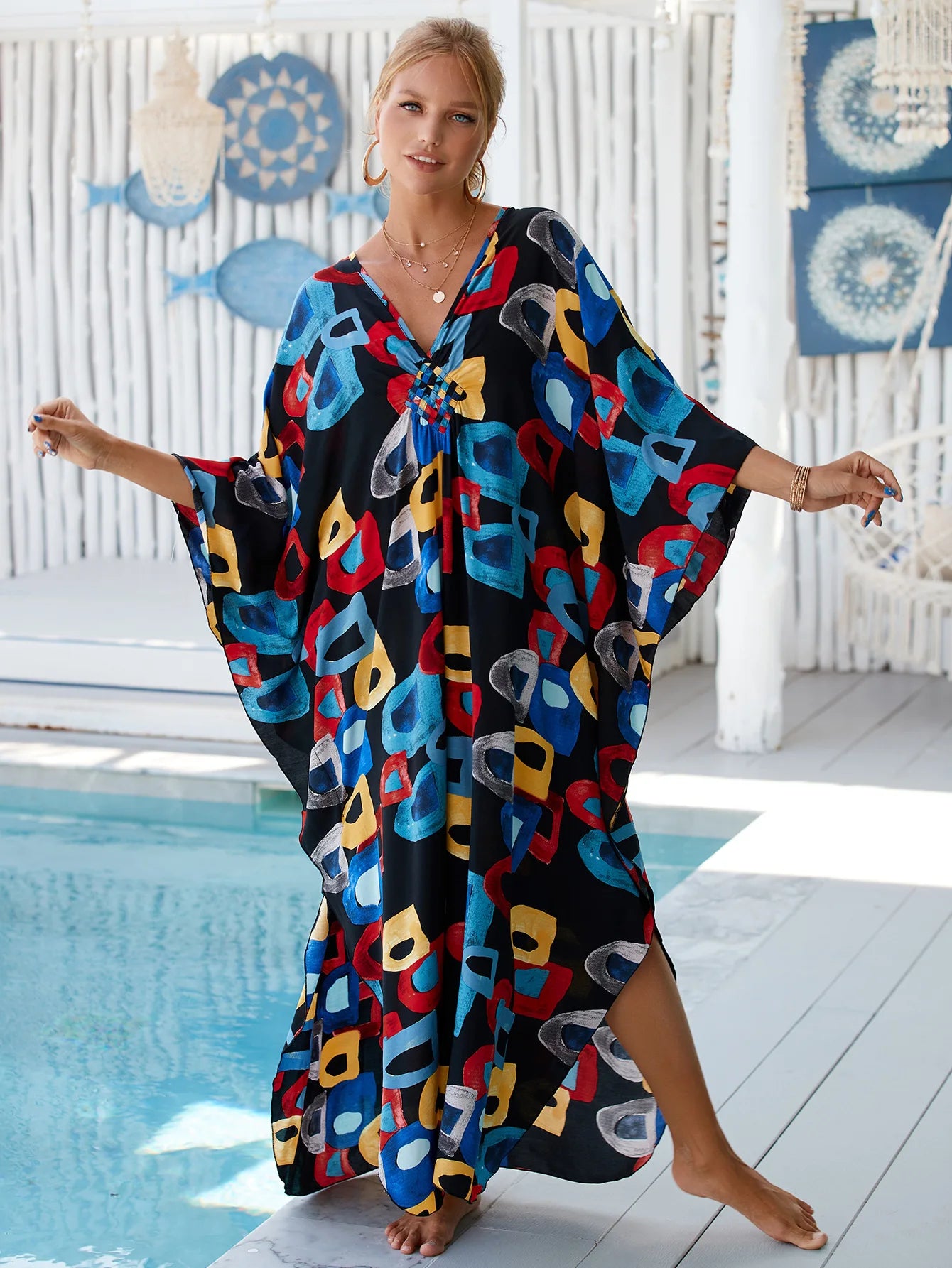 Women's Plus Size V-Neck Batwing Caftan Cover-Up Loungewear 30 Designs

Designs