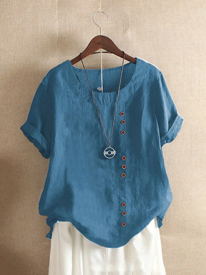 Sizes to 5XL Cotton Linen Vintage T-shirt Casual Loose Long Shirts with rolled sleeves.