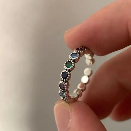 Sterling Silver Rings INS Fashion Vintage Hollow Lines  Adjustable  Jewelry