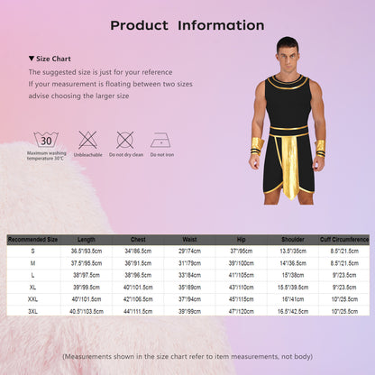 Ancient Egyptian Prince Halloween Costume. Robe with Cuffs