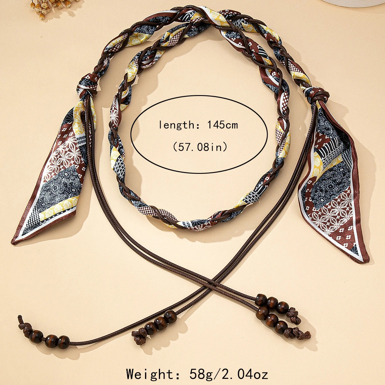 High-End Bohemian Silk Scarf Woven Necklace, Can Also Be Used as a Thin Belt,
