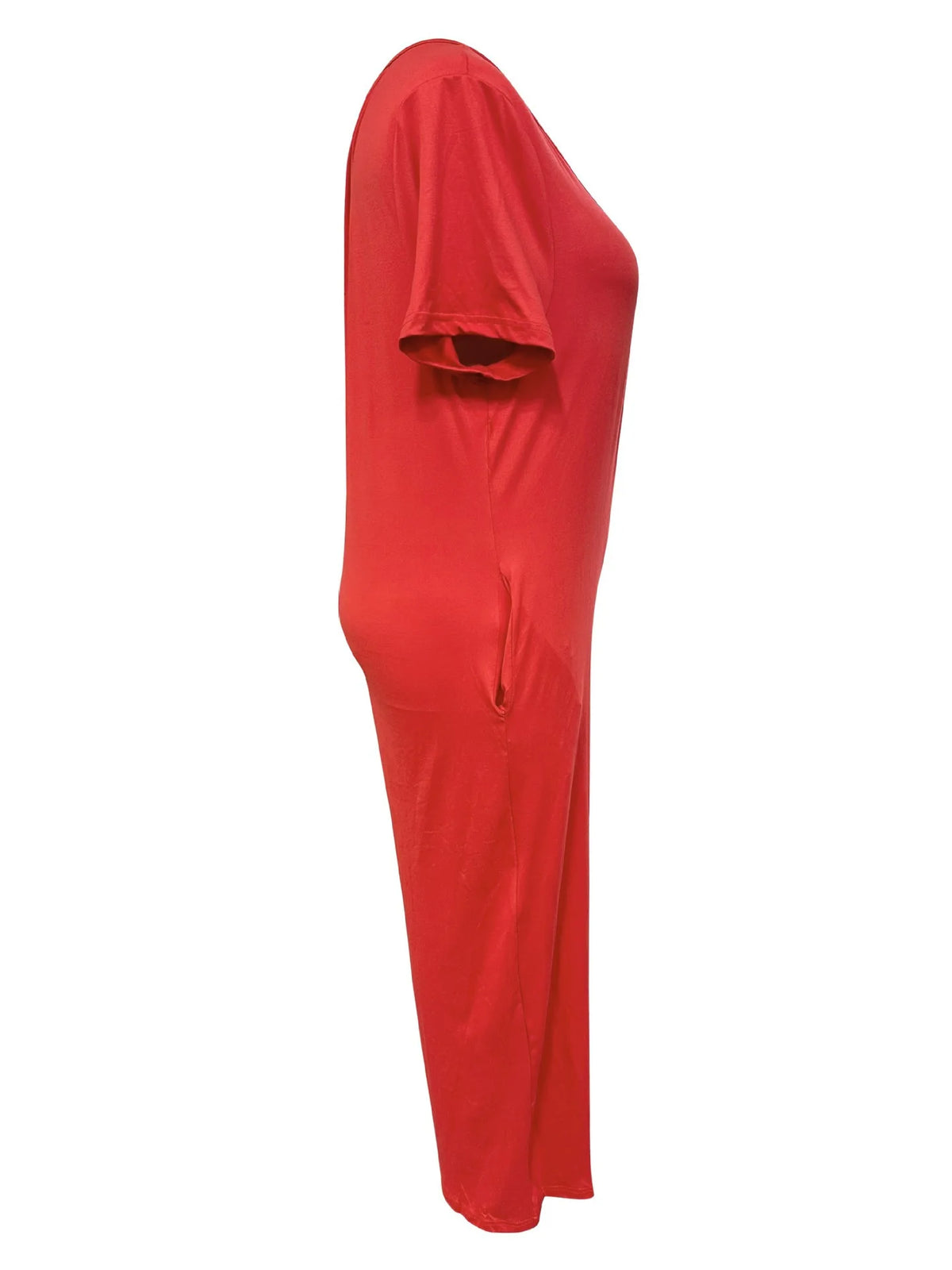 Sizes to 5XL  Jumpsuit, Short Sleeve, U neckline, with pockets. 5 colors