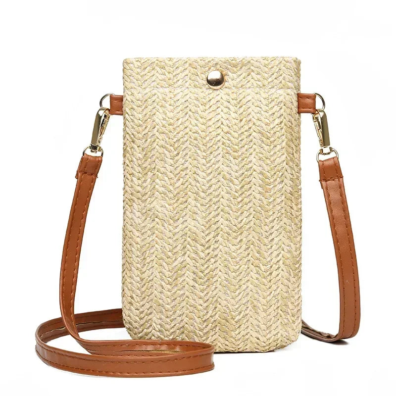 Straw Mobile Phone Shouder  Mini Crossbody Bohemian Style