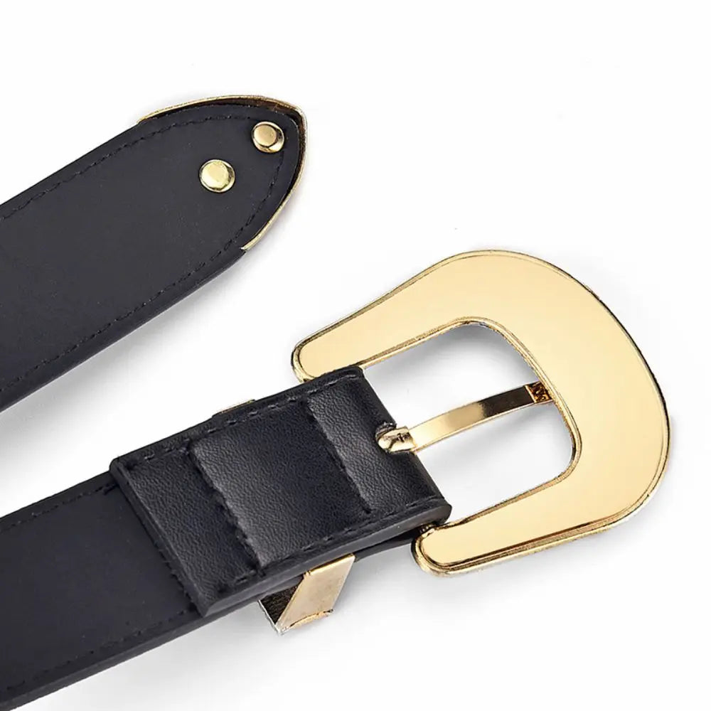 Vintage Carved Needle Buckle Belt PU Leather Belt