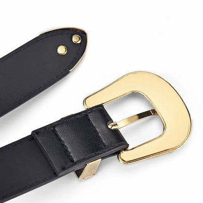 Vintage Carved Needle Buckle Belt PU Leather Belt