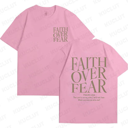 Sizes to 3XL Wide Variety of Colors "Faith Over Fear" T-shirts Christian Clothes Sportswear Bible verse