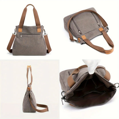Versatile Handbag Large Capacity Canvas Casual Shoulder Crossbody Bag