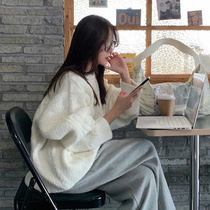 Thick Warm Cable Knit Oversized Pullover Sweater, 2 Colors