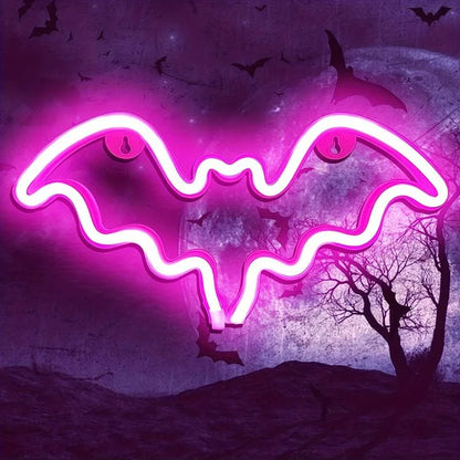 Moon and Bat Halloween Decorative LED Neon Light