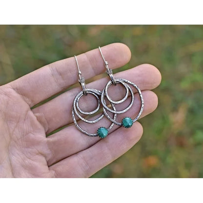 Retro Bohemian Turquoise in Circles Drop Earrings