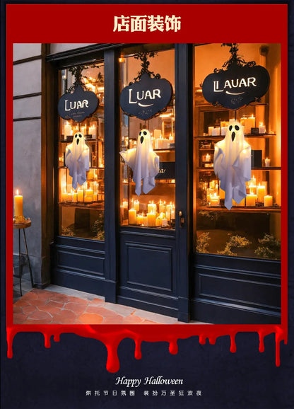Halloween Hanging LED Ghost Light, in Orange or White