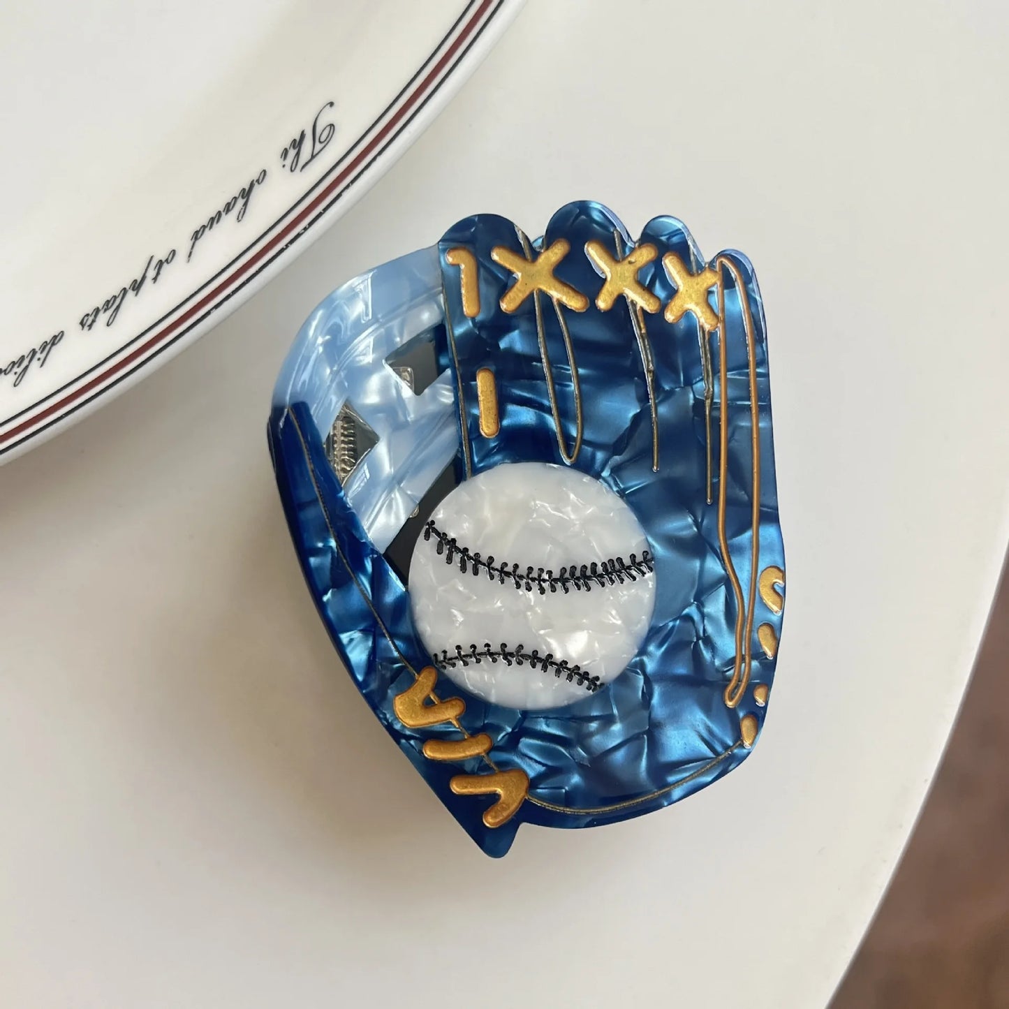 1pc American style baseball hair clip, fun baseball glove grip clip,