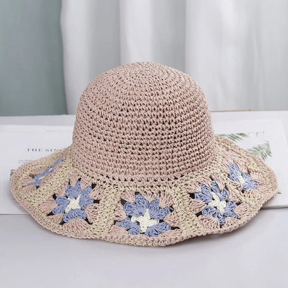 Bright Colored Floweed Crocheted Fisherman Hat