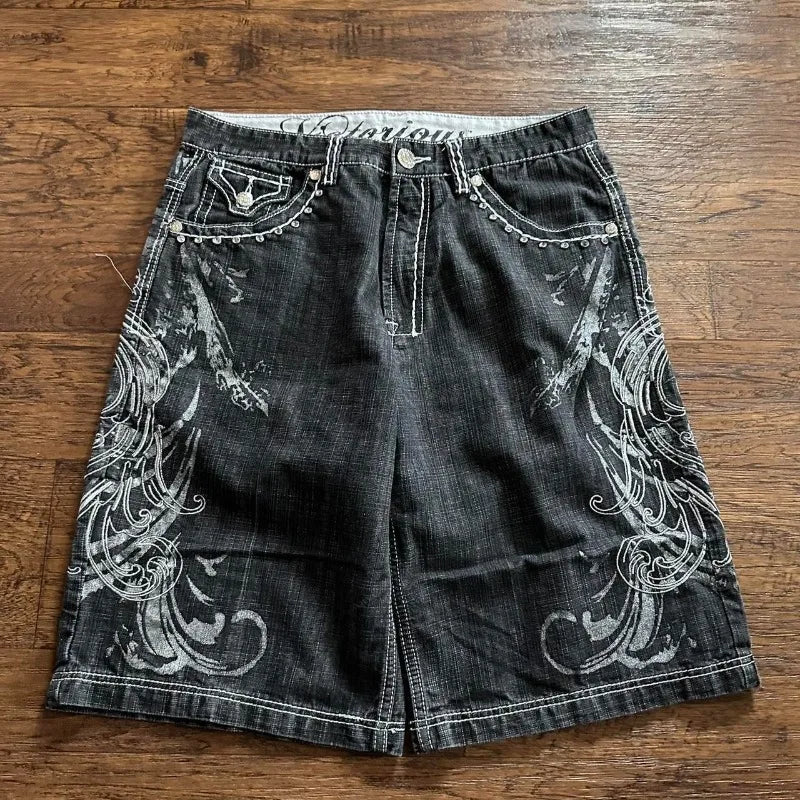 Baggy Denim Vintage Shorts  Casual Knee length
