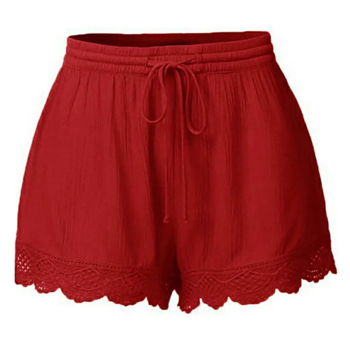 Plus Size to 5XL Ladies’ Casual Versatile Drawstring, Lace hem ,drawstring elastic waist