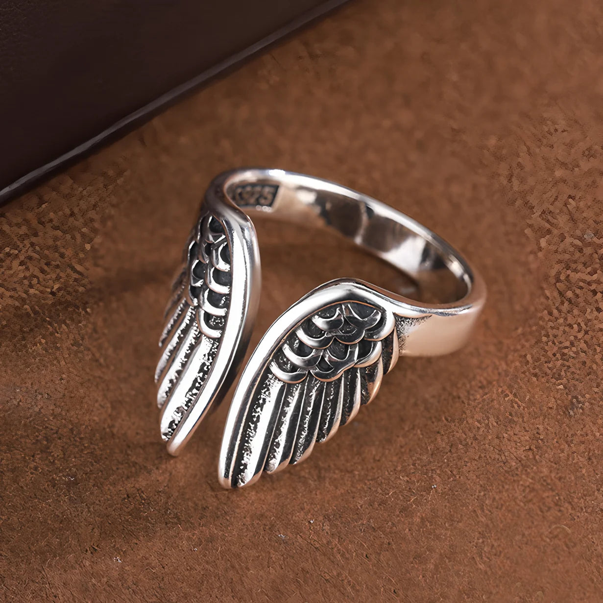 Sterling Silver Rings INS Fashion Vintage Hollow Lines  Adjustable  Jewelry