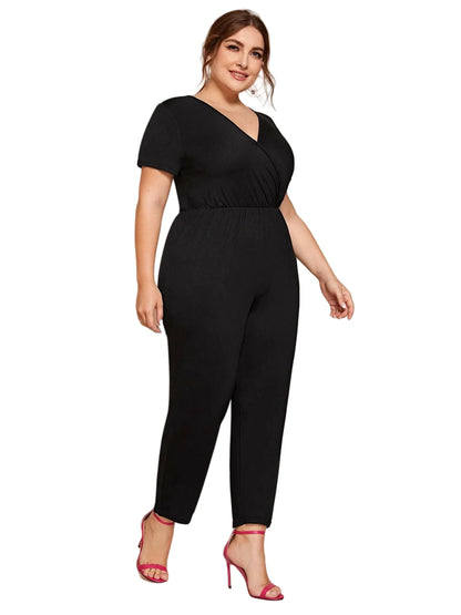 Sizes to 8XL  V-neck Summer Spring Jumpsuits V-Neck High Elastic Waist
