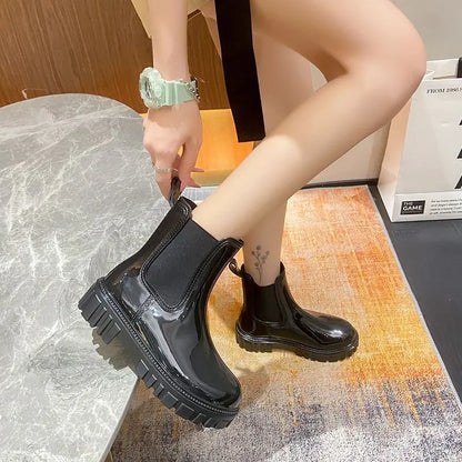 Shiney Ankle Rain Boots Wearable 4 Seasons Waterproof