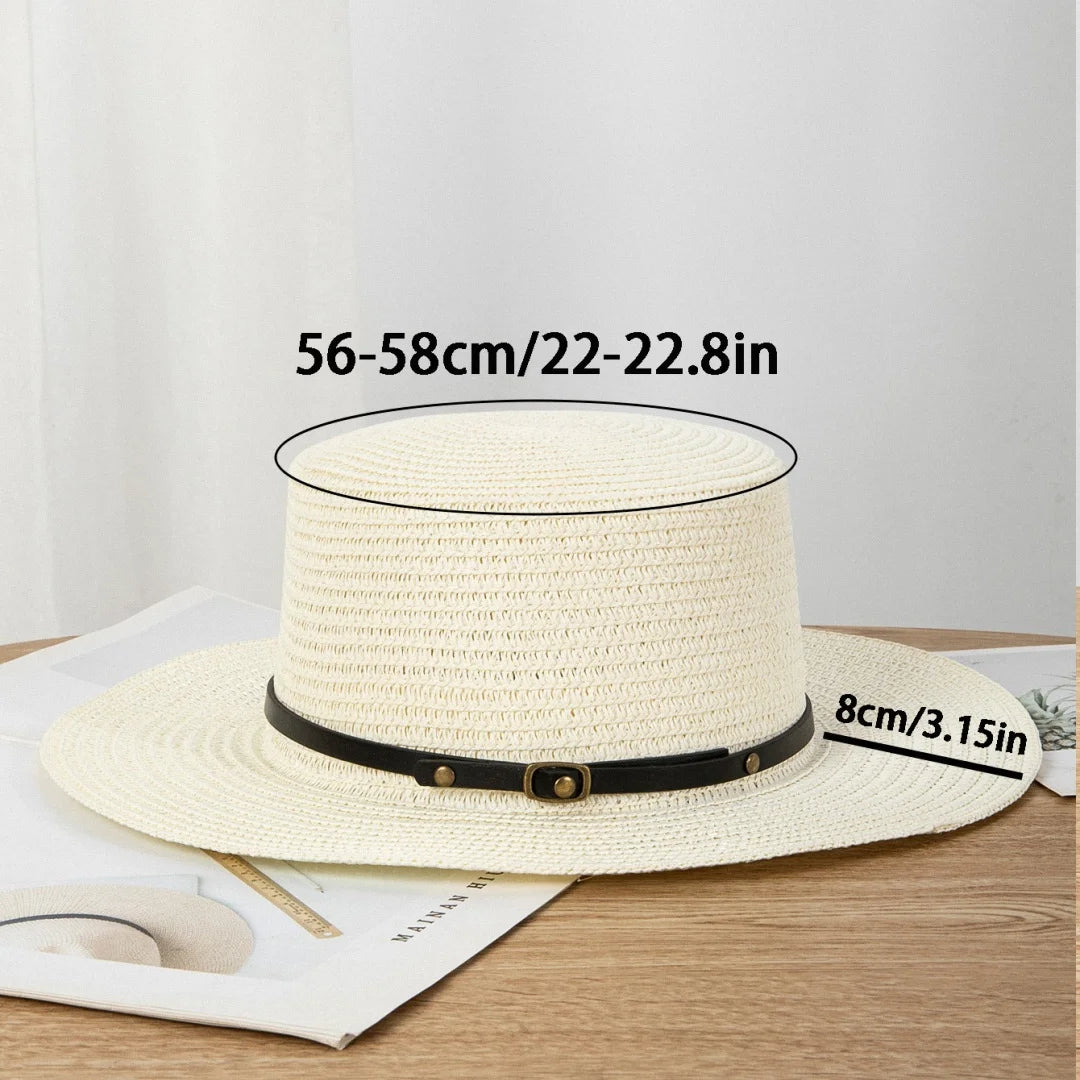 Summer Wide Brim Panama Hat, Unisex, Belted Brim, Sunshade