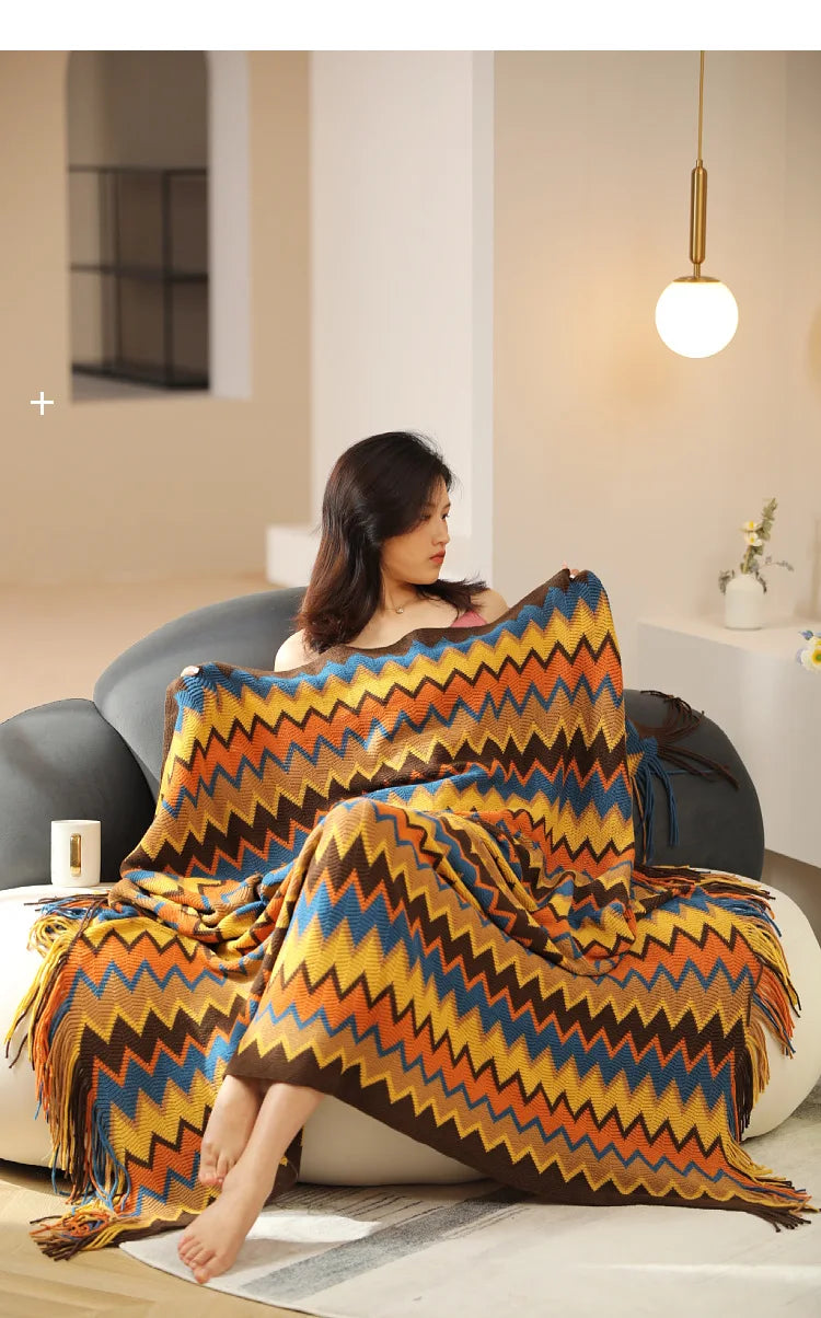 Boho Blankets with Aztec Baja Blanket Designs, Ethnic Sofa Cover