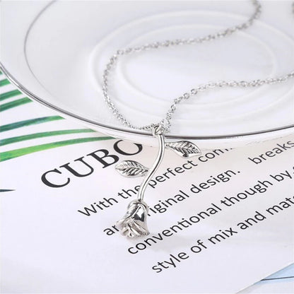 3D Rose Flower Necklace  Unique Gift