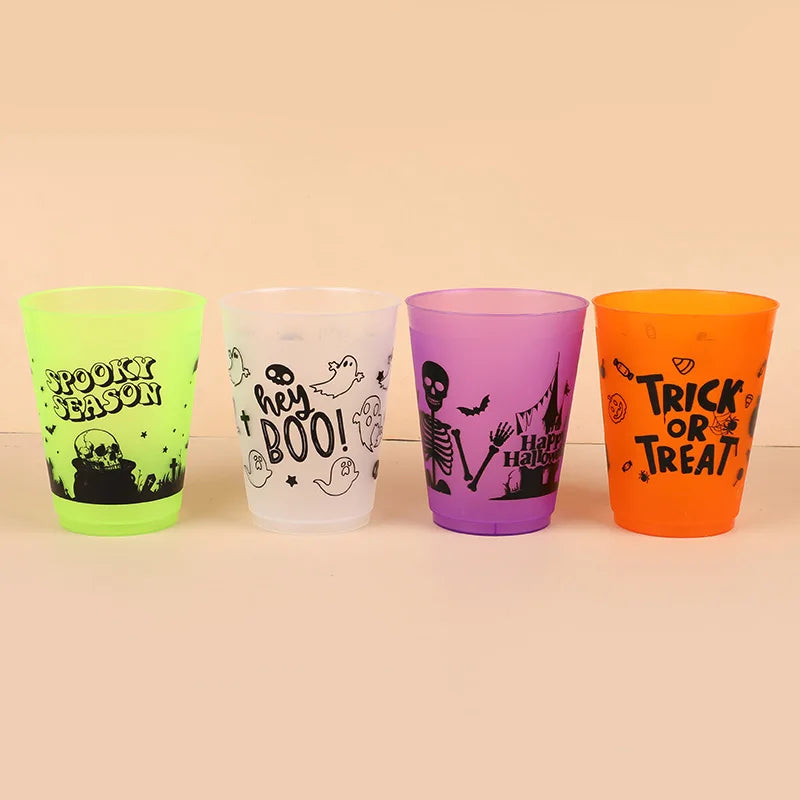 24Pcs Halloween Drinking Cups, Boo, Skeleton, Happy Halloween, Trick or Treat, and more for a Colorfully Spooky Halloween Party