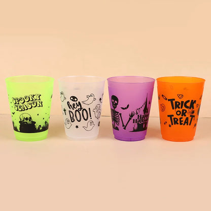 24Pcs Halloween Drinking Cups, Boo, Skeleton, Happy Halloween, Trick or Treat, and more for a Colorfully Spooky Halloween Party