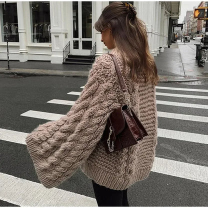 Long Sleeve Prairie Sweater Chic Solid Vintage Oversize Turtleneck Pullover