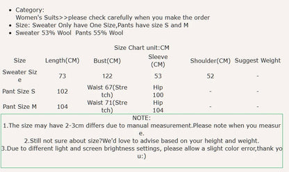 Sweater Suits, High Quality, 50% Wool Pullover With Knitted Pants