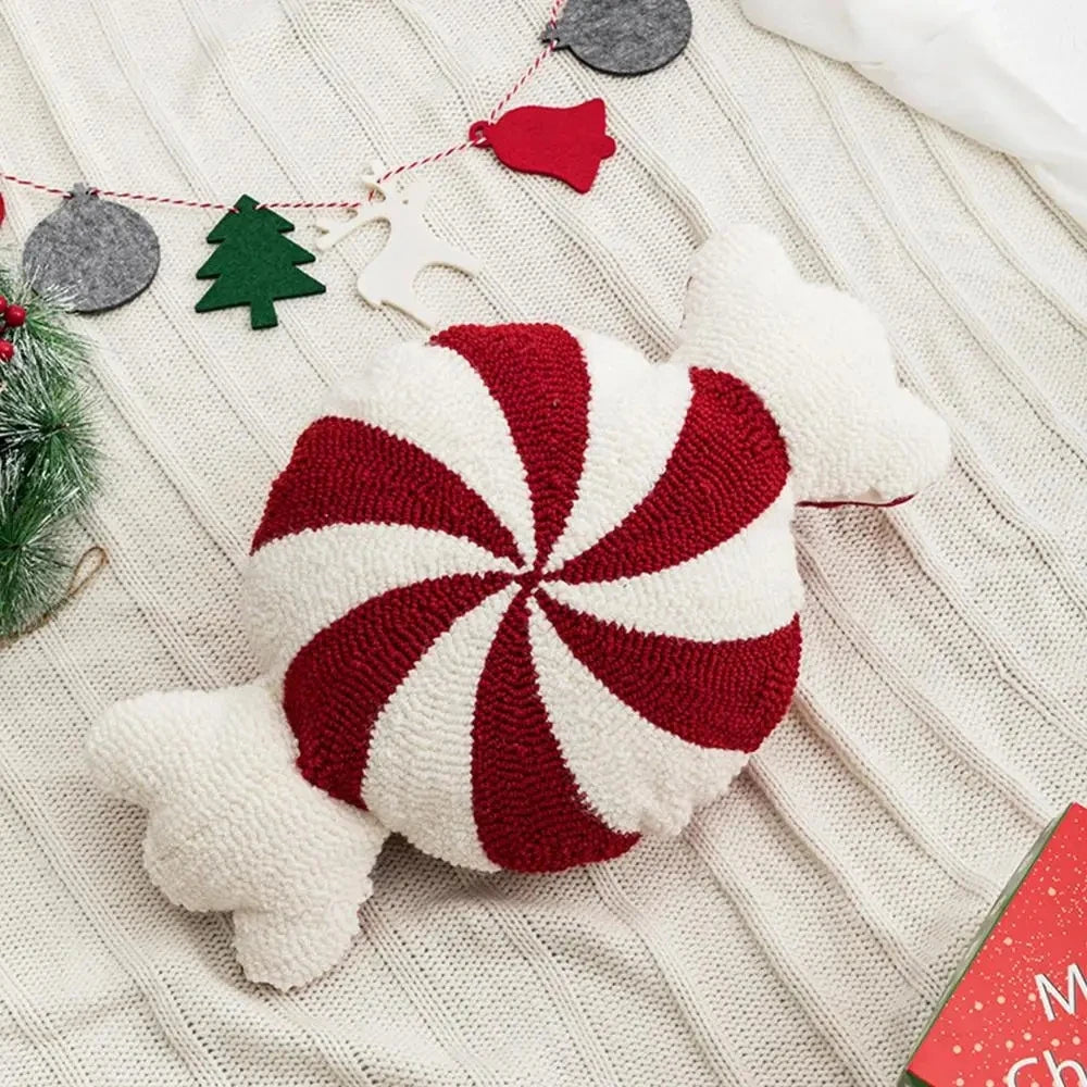Christmas Candy Cane or Peppermint Shaped Soft Throw Pillows