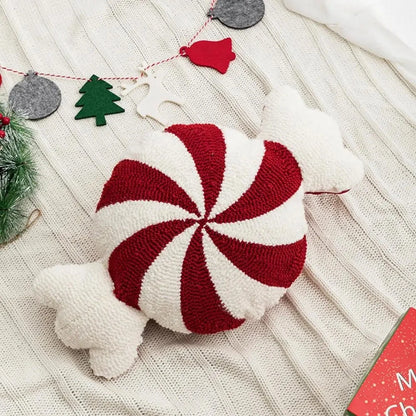 Christmas Candy Cane or Peppermint Shaped Soft Throw Pillows